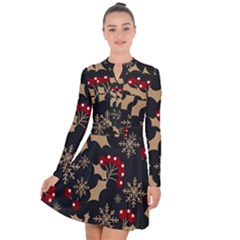 Christmas-pattern-with-snowflakes-berries Long Sleeve Panel Dress