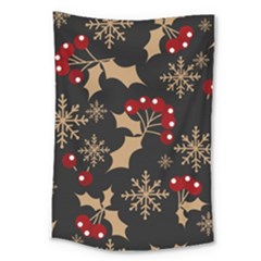 Christmas-pattern-with-snowflakes-berries Large Tapestry