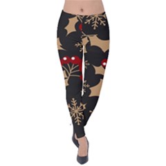 Christmas-pattern-with-snowflakes-berries Velvet Leggings