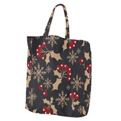 Christmas-pattern-with-snowflakes-berries Giant Grocery Tote