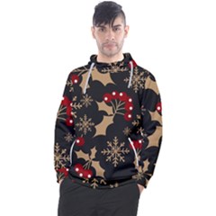 Christmas-pattern-with-snowflakes-berries Men s Pullover Hoodie by Simbadda