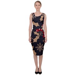 Christmas-pattern-with-snowflakes-berries Sleeveless Pencil Dress