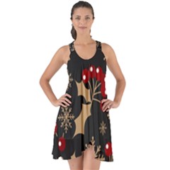 Christmas-pattern-with-snowflakes-berries Show Some Back Chiffon Dress