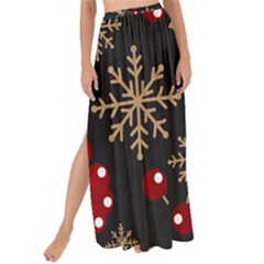 Christmas-pattern-with-snowflakes-berries Maxi Chiffon Tie-up Sarong