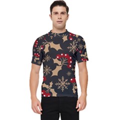 Christmas-pattern-with-snowflakes-berries Men s Short Sleeve Rash Guard by Simbadda