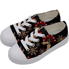 Christmas-pattern-with-snowflakes-berries Kids  Low Top Canvas Sneakers