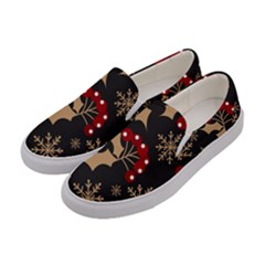 Christmas-pattern-with-snowflakes-berries Women s Canvas Slip Ons