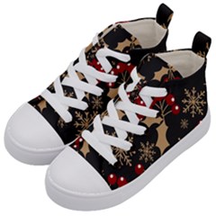 Christmas-pattern-with-snowflakes-berries Kids  Mid-top Canvas Sneakers