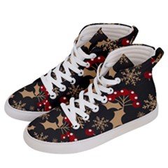 Christmas-pattern-with-snowflakes-berries Men s Hi-top Skate Sneakers