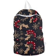 Christmas-pattern-with-snowflakes-berries Foldable Lightweight Backpack