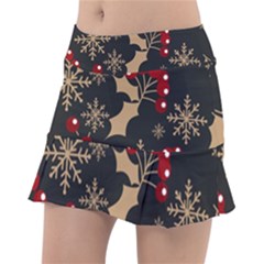 Christmas-pattern-with-snowflakes-berries Classic Tennis Skirt