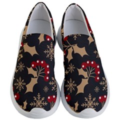 Christmas-pattern-with-snowflakes-berries Women s Lightweight Slip Ons