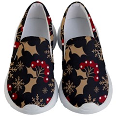 Christmas-pattern-with-snowflakes-berries Kids Lightweight Slip Ons