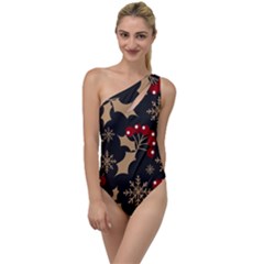 Christmas-pattern-with-snowflakes-berries To One Side Swimsuit