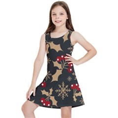 Christmas-pattern-with-snowflakes-berries Kids  Lightweight Sleeveless Dress