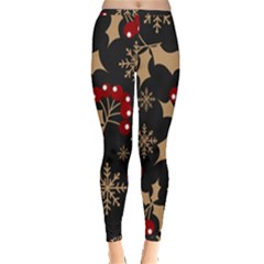 Christmas-pattern-with-snowflakes-berries Inside Out Leggings