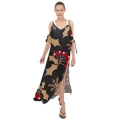 Christmas-pattern-with-snowflakes-berries Maxi Chiffon Cover Up Dress