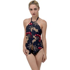 Christmas-pattern-with-snowflakes-berries Go With The Flow One Piece Swimsuit