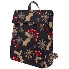 Christmas-pattern-with-snowflakes-berries Flap Top Backpack