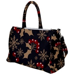 Christmas-pattern-with-snowflakes-berries Duffel Travel Bag