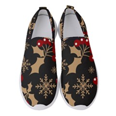 Christmas-pattern-with-snowflakes-berries Women s Slip On Sneakers