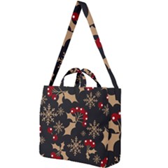 Christmas-pattern-with-snowflakes-berries Square Shoulder Tote Bag