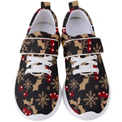 Christmas-pattern-with-snowflakes-berries Women s Velcro Strap Shoes