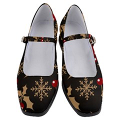 Christmas-pattern-with-snowflakes-berries Women s Mary Jane Shoes