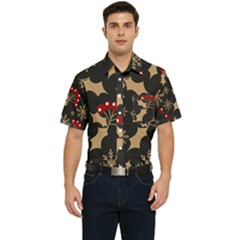 Christmas-pattern-with-snowflakes-berries Men s Short Sleeve Pocket Shirt 