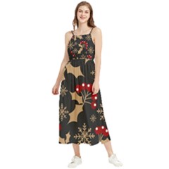 Christmas-pattern-with-snowflakes-berries Boho Sleeveless Summer Dress