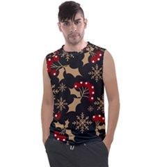 Christmas-pattern-with-snowflakes-berries Men s Regular Tank Top