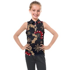 Christmas-pattern-with-snowflakes-berries Kids  Sleeveless Polo Tee