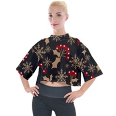 Christmas-pattern-with-snowflakes-berries Mock Neck Tee