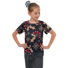 Christmas-pattern-with-snowflakes-berries Kids  Mesh Piece Tee