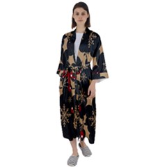 Christmas-pattern-with-snowflakes-berries Maxi Satin Kimono