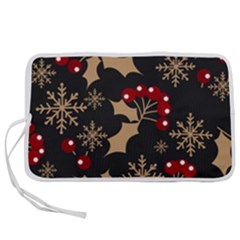 Christmas-pattern-with-snowflakes-berries Pen Storage Case (s)