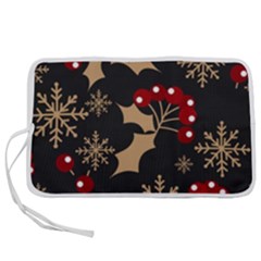 Christmas-pattern-with-snowflakes-berries Pen Storage Case (m)