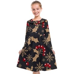 Christmas-pattern-with-snowflakes-berries Kids  Midi Sailor Dress