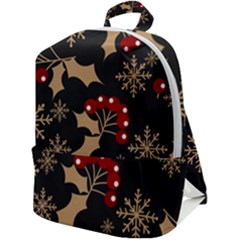 Christmas-pattern-with-snowflakes-berries Zip Up Backpack