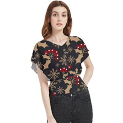 Christmas-pattern-with-snowflakes-berries Butterfly Chiffon Blouse