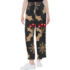 Christmas-pattern-with-snowflakes-berries Women s Pants 