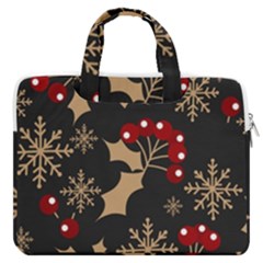 Christmas-pattern-with-snowflakes-berries Macbook Pro 13  Double Pocket Laptop Bag