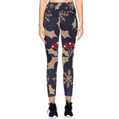 Christmas-pattern-with-snowflakes-berries Pocket Leggings 