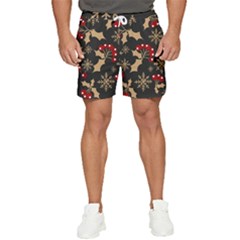 Christmas-pattern-with-snowflakes-berries Men s Runner Shorts