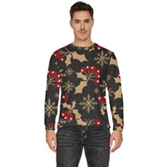 Christmas-pattern-with-snowflakes-berries Men s Fleece Sweatshirt