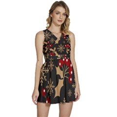 Christmas-pattern-with-snowflakes-berries Sleeveless High Waist Mini Dress