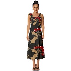 Christmas-pattern-with-snowflakes-berries Tie-strap Tiered Midi Chiffon Dress