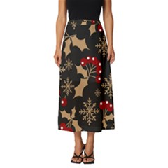 Christmas-pattern-with-snowflakes-berries Classic Midi Chiffon Skirt