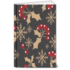 Christmas-pattern-with-snowflakes-berries 8  X 10  Hardcover Notebook