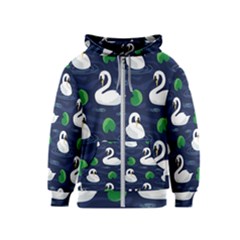 Swan-pattern-elegant-design Kids  Zipper Hoodie by Simbadda